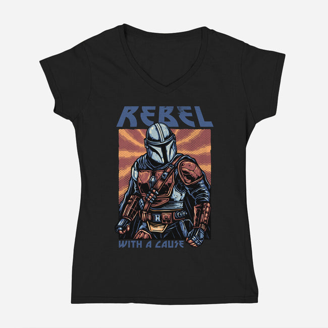 Rebel With A Cause-Womens-V-Neck-Tee-glitchygorilla