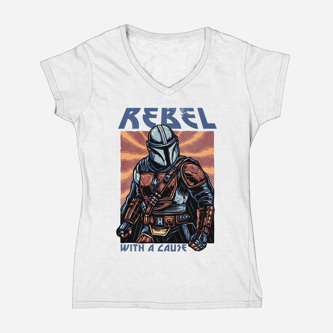 Rebel With A Cause-Womens-V-Neck-Tee-glitchygorilla