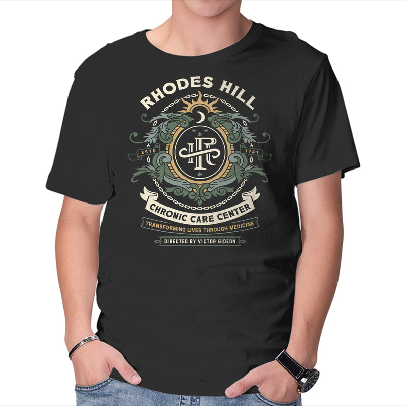 Rhodes Hill Chronic Care Center Crest-Mens-Basic-Tee-LAGELANTEE by