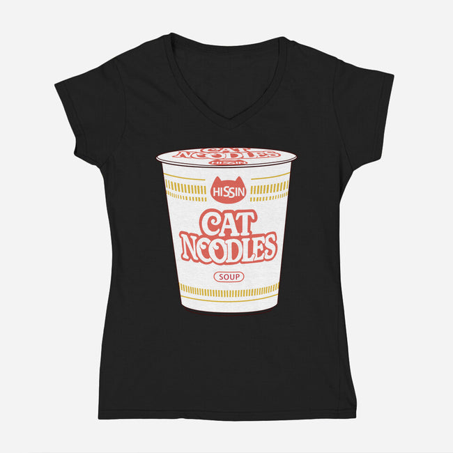 Cat Noodles Soup-Womens-V-Neck-Tee-vp021
