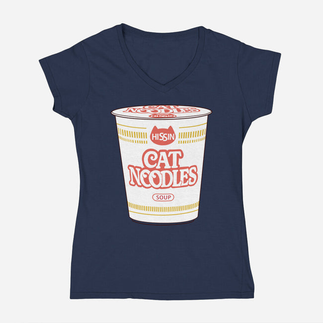 Cat Noodles Soup-Womens-V-Neck-Tee-vp021