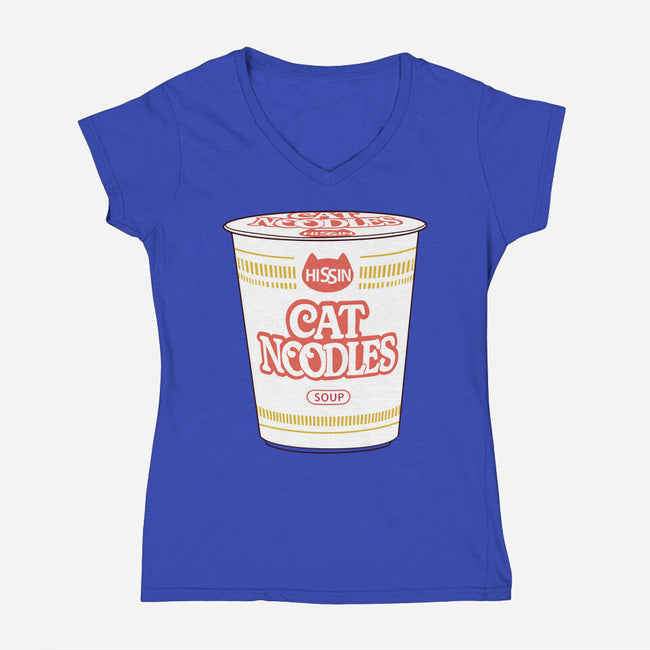 Cat Noodles Soup-Womens-V-Neck-Tee-vp021