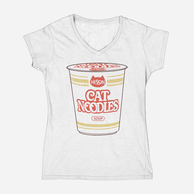 Cat Noodles Soup-Womens-V-Neck-Tee-vp021