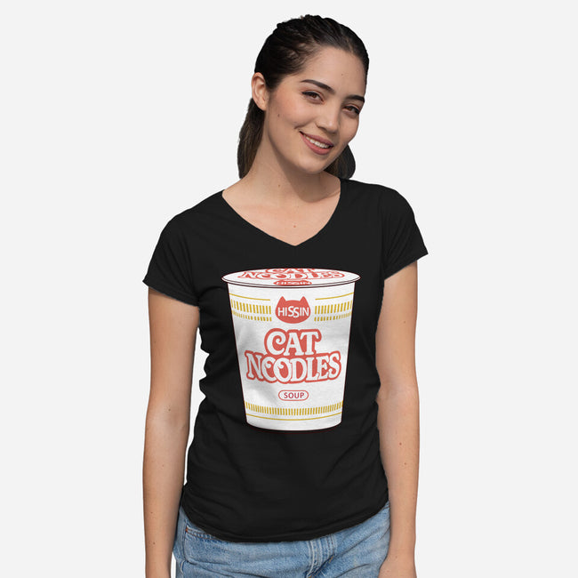 Cat Noodles Soup-Womens-V-Neck-Tee-vp021