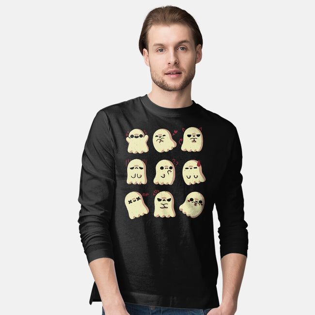 Cute Ghost Emotions-Mens-Long Sleeved-Tee-xMorfina