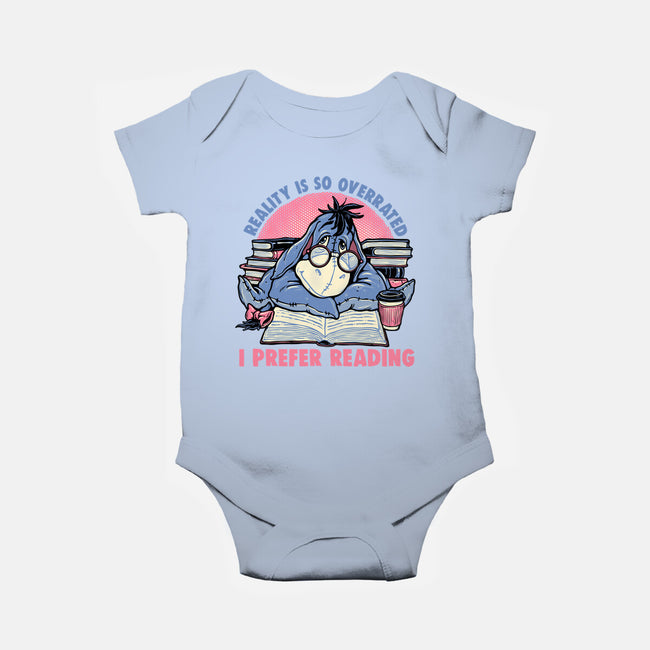 I Prefer Reading-Baby-Basic-Onesie-glitchygorilla