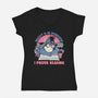 I Prefer Reading-Womens-V-Neck-Tee-glitchygorilla
