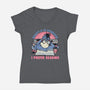 I Prefer Reading-Womens-V-Neck-Tee-glitchygorilla