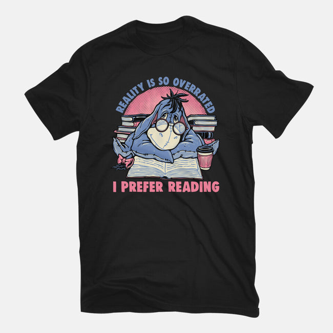 I Prefer Reading-Womens-Fitted-Tee-glitchygorilla