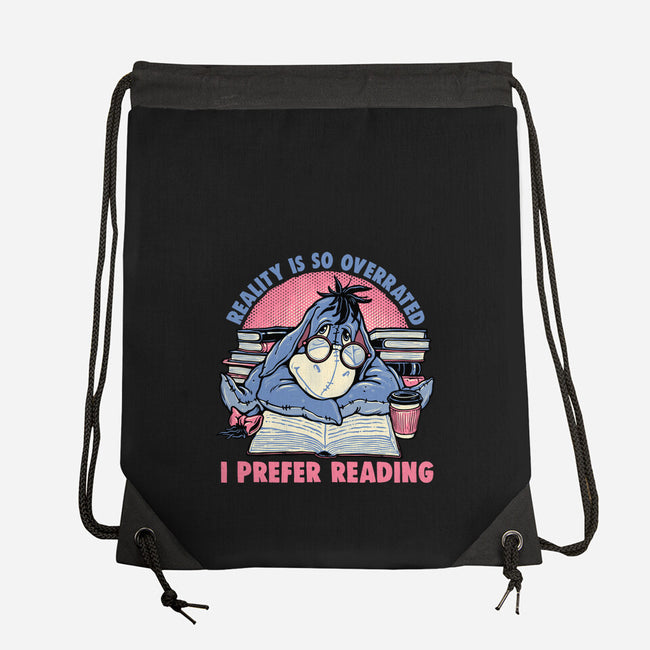 I Prefer Reading-None-Drawstring-Bag-glitchygorilla