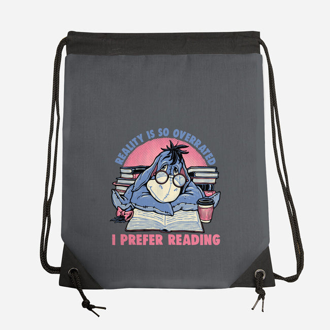 I Prefer Reading-None-Drawstring-Bag-glitchygorilla