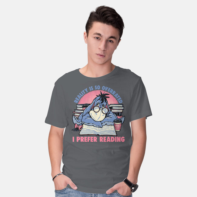 I Prefer Reading-Mens-Basic-Tee-glitchygorilla