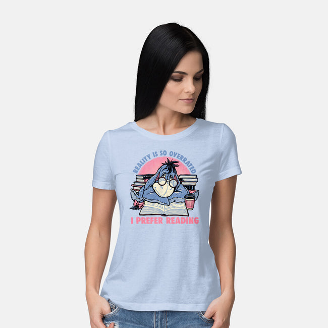 I Prefer Reading-Womens-Basic-Tee-glitchygorilla