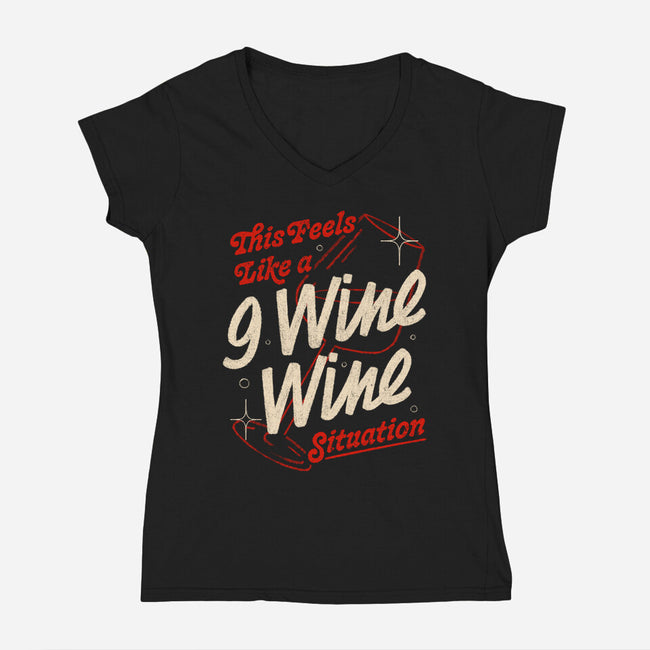 9 Wine Wine Situation-Womens-V-Neck-Tee-koalastudio