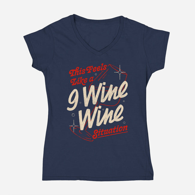 9 Wine Wine Situation-Womens-V-Neck-Tee-koalastudio
