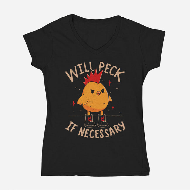 Will Peck If Necessary-Womens-V-Neck-Tee-koalastudio