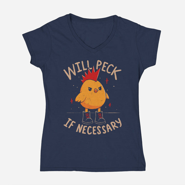 Will Peck If Necessary-Womens-V-Neck-Tee-koalastudio