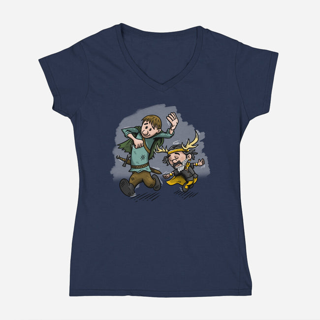 Dunk And Lyonel-Womens-V-Neck-Tee-Paul Simic