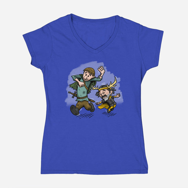 Dunk And Lyonel-Womens-V-Neck-Tee-Paul Simic
