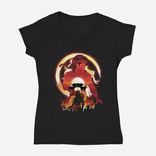 The Chosen One Ninja-Womens-V-Neck-Tee-dandingeroz
