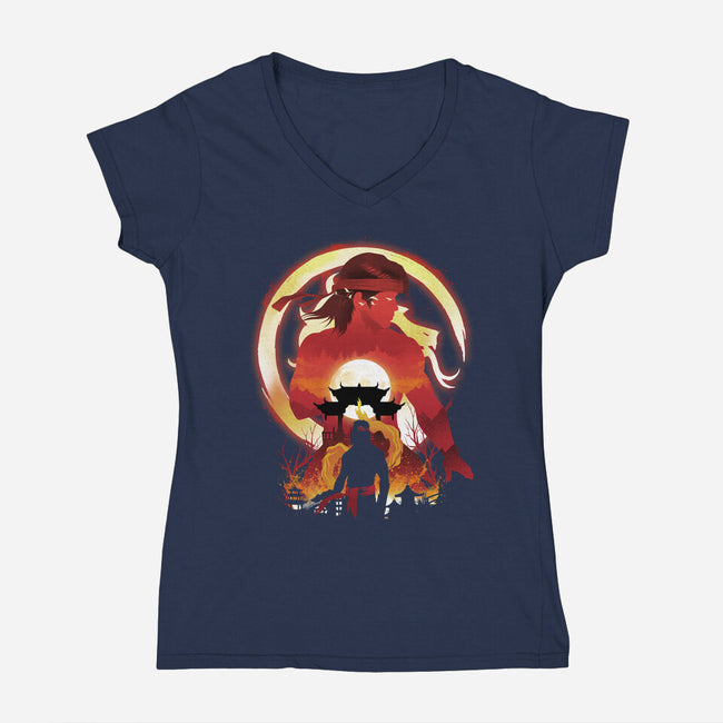 The Chosen One Ninja-Womens-V-Neck-Tee-dandingeroz