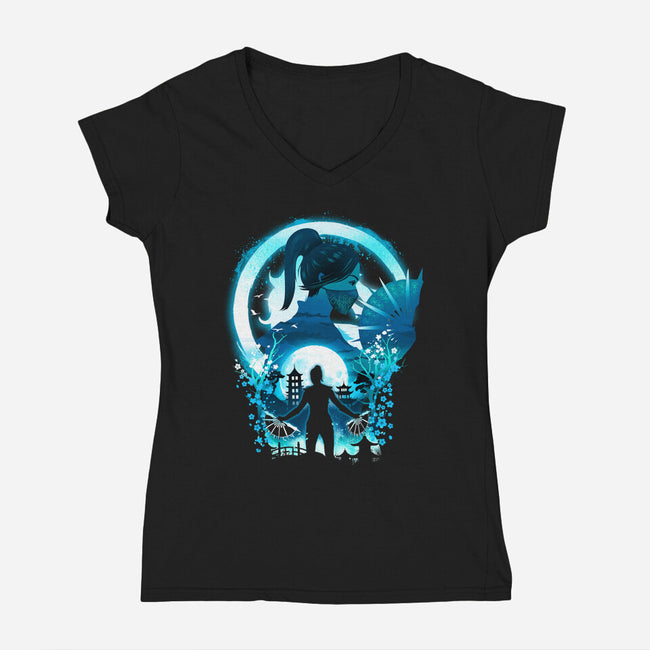 Princess Kitana-Womens-V-Neck-Tee-dandingeroz