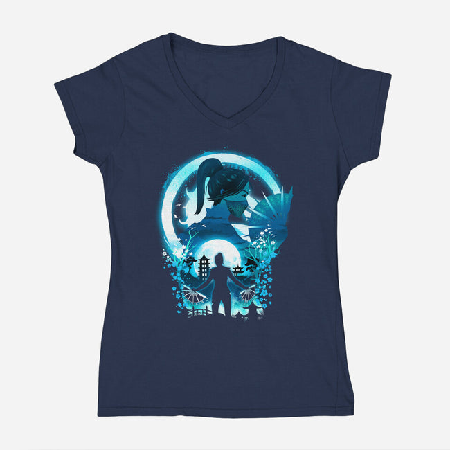 Princess Kitana-Womens-V-Neck-Tee-dandingeroz