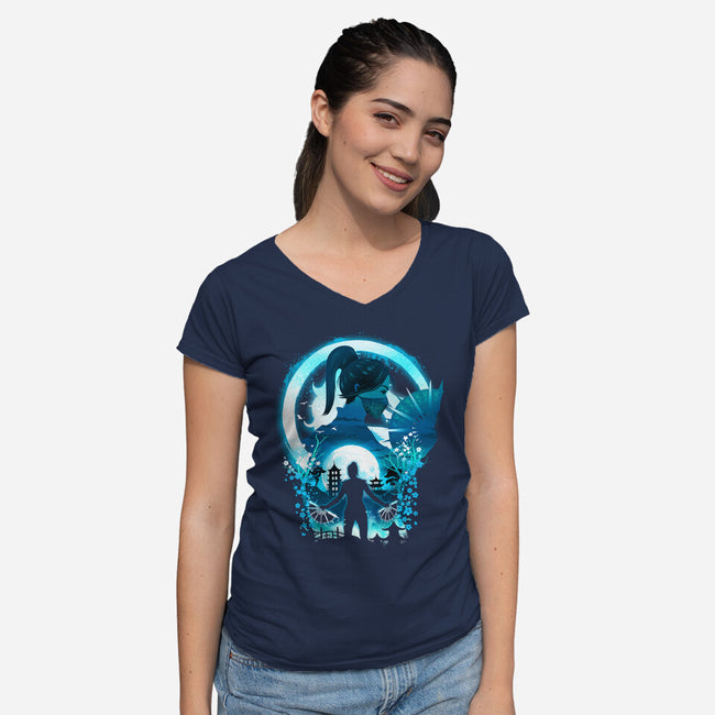 Princess Kitana-Womens-V-Neck-Tee-dandingeroz