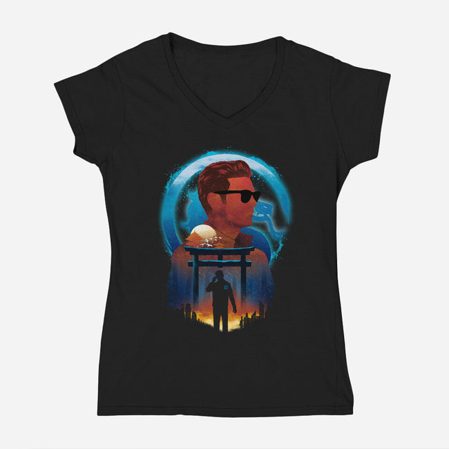 Defender Of Earthrealm-Womens-V-Neck-Tee-dandingeroz