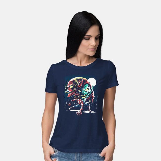 Two Goblins And A Spider-Womens-Basic-Tee-zascanauta