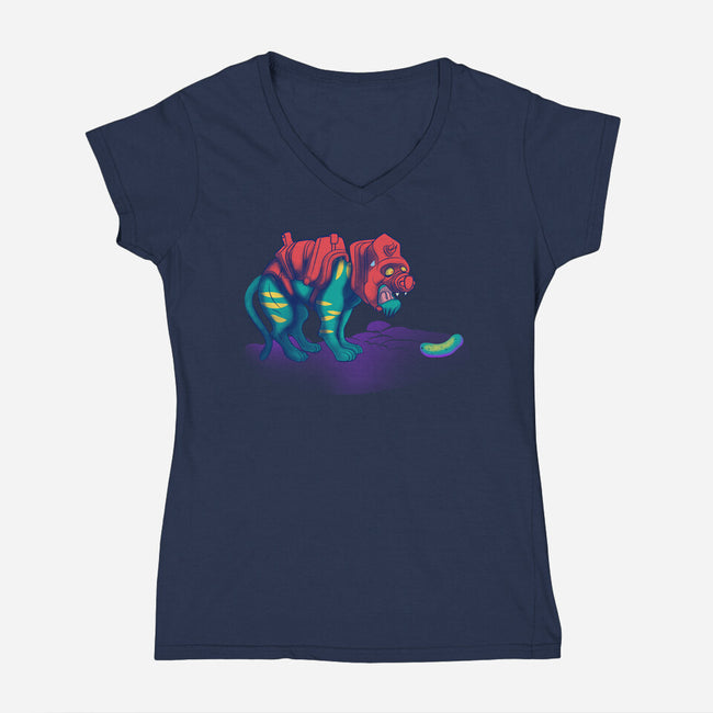 Tiger Vs Cucumber-Womens-V-Neck-Tee-Samuel