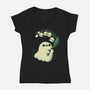 Ghost Meets Lily Of The Valley-Womens-V-Neck-Tee-xMorfina