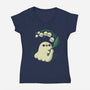 Ghost Meets Lily Of The Valley-Womens-V-Neck-Tee-xMorfina