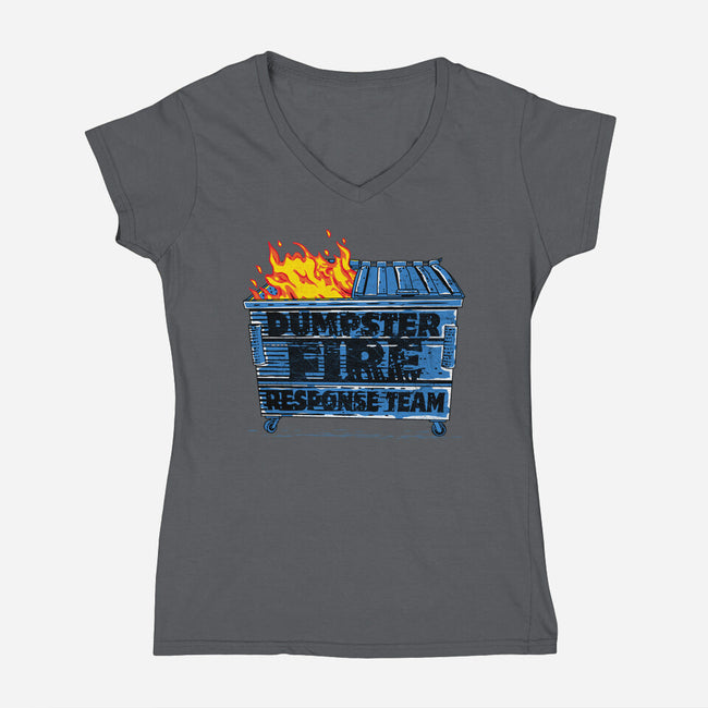 Dumpster Fire Response Team Bin-Womens-V-Neck-Tee-rocketman_art