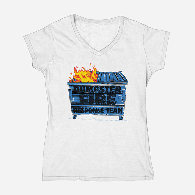 Dumpster Fire Response Team Bin-Womens-V-Neck-Tee-rocketman_art