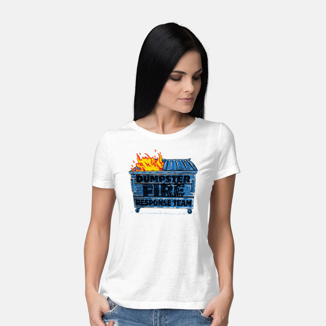 Dumpster Fire Response Team Bin-Womens-Basic-Tee-rocketman_art