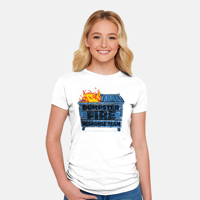 Dumpster Fire Response Team Bin-Womens-Fitted-Tee-rocketman_art