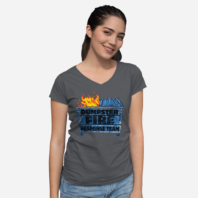 Dumpster Fire Response Team Bin-Womens-V-Neck-Tee-rocketman_art