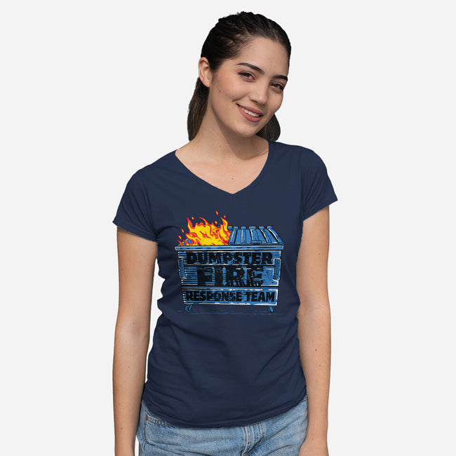 Dumpster Fire Response Team Bin-Womens-V-Neck-Tee-rocketman_art