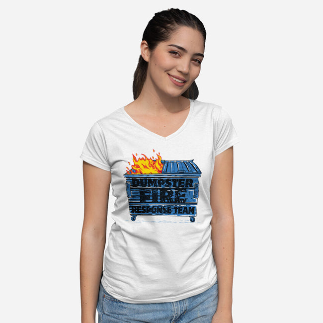 Dumpster Fire Response Team Bin-Womens-V-Neck-Tee-rocketman_art