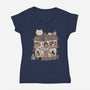 Cat Reading Club-Womens-V-Neck-Tee-GODZILLARGE