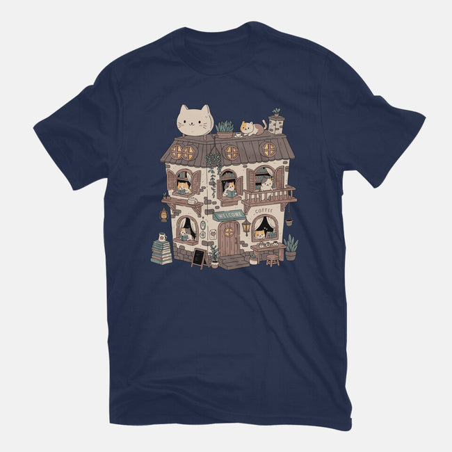 Cat Reading Club-Womens-Basic-Tee-GODZILLARGE
