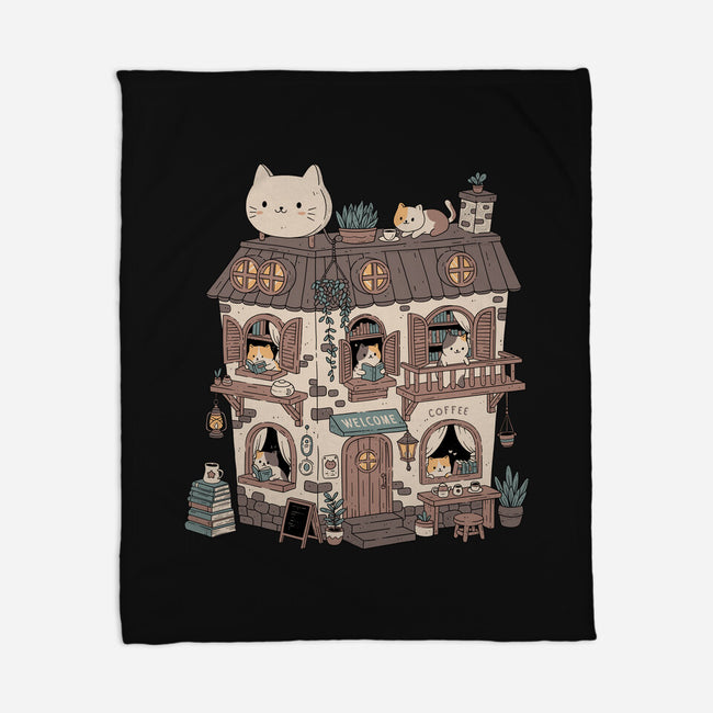 Cat Reading Club-None-Fleece-Blanket-GODZILLARGE