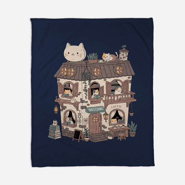 Cat Reading Club-None-Fleece-Blanket-GODZILLARGE