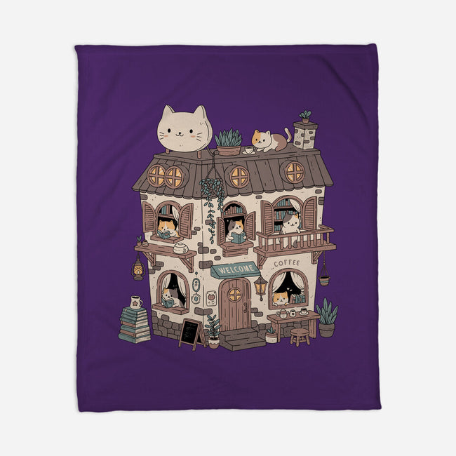 Cat Reading Club-None-Fleece-Blanket-GODZILLARGE