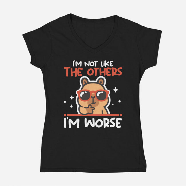 I'm Worse Capybara-Womens-V-Neck-Tee-NemiMakeit