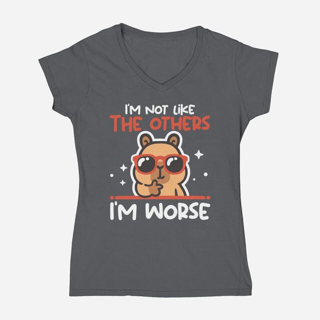 I'm Worse Capybara-Womens-V-Neck-Tee-NemiMakeit