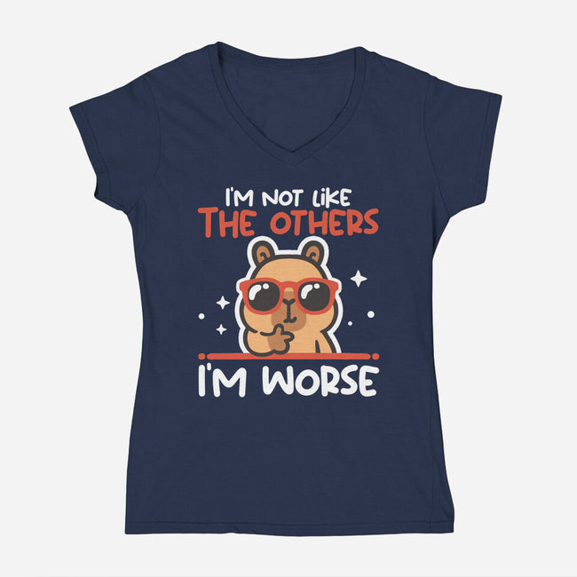 I'm Worse Capybara-Womens-V-Neck-Tee-NemiMakeit
