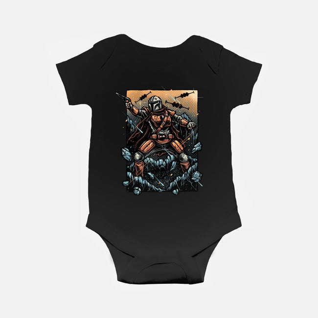 Attack Of The Bounty Hunter-Baby-Basic-Onesie-glitchygorilla