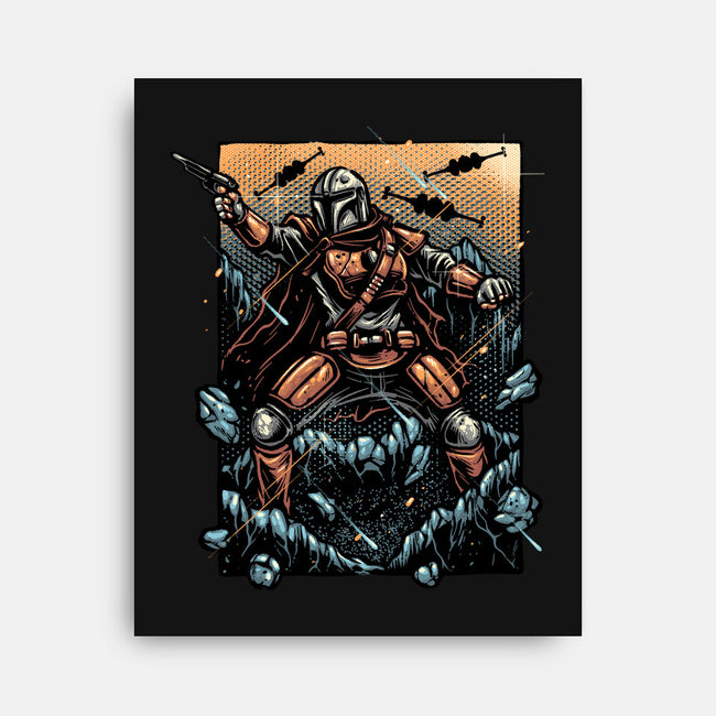 Attack Of The Bounty Hunter-None-Stretched-Canvas-glitchygorilla